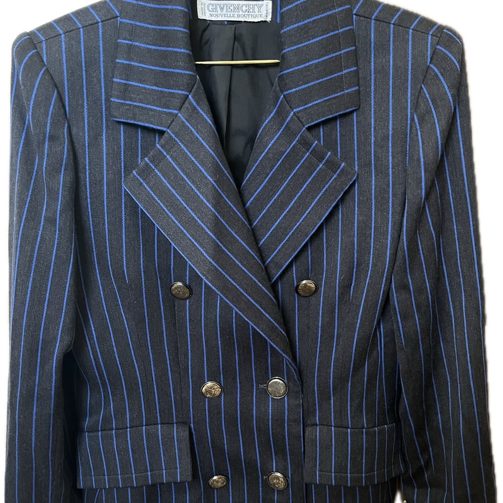Givenchy Blue and dark charcoal Pinstripe Blazer L - Picture 4 of 12